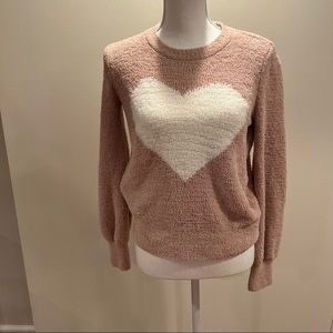 Marled Pink Heart Cozy Sweatshirt Size XS